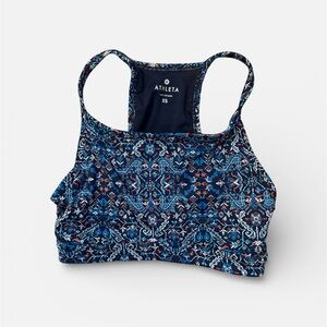 Athleta navy blue floral print sports bra xs